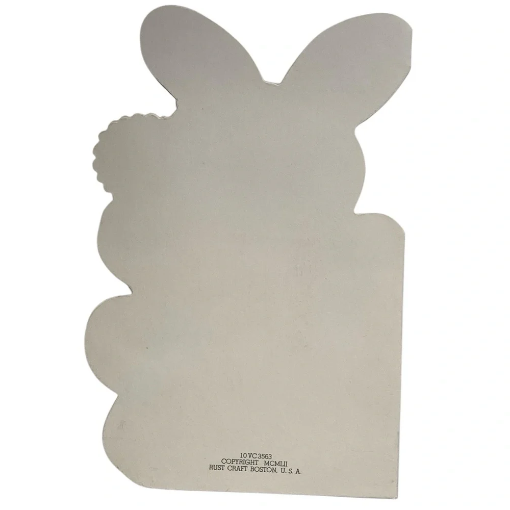 Vintage 1950’s Era Baby's First Valentine Card with Red Accents Bunny Rabbit